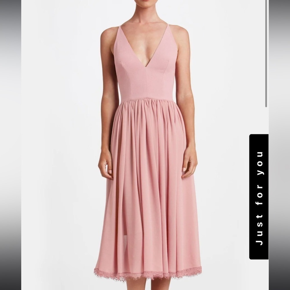 Dress the Population Alicia Fitted Bodice Chiffon Dress in Blush
